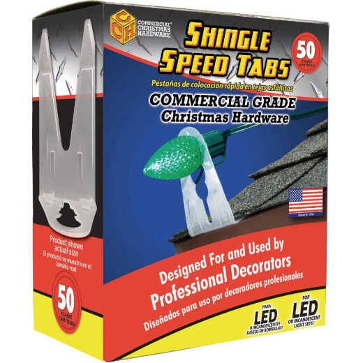 Commercial Christmas Hardware White Clip-On Shingle Speed Tabs (50-Pack)
